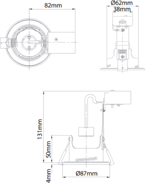 Technical image of Hudson Reed Lighting 1 x Shower Spot Light & Cool White LED Lamp (White).