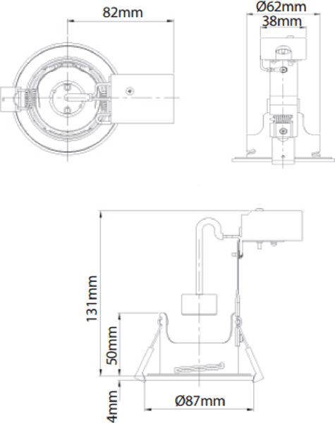 Technical image of Hudson Reed Lighting 1 x Designer Shower Spot Light Fitting (White, 240V).