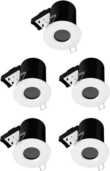 Larger image of Hudson Reed Lighting 5 x Fire & Acoustic Spot Light & C White LED Lamps (White).