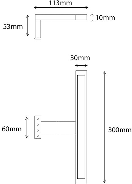 Technical image of Hudson Reed Lighting Over Cabinet T-Bar LED Light & Driver (Cool White).