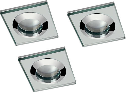 Larger image of Hudson Reed Lighting 3 x Square Shower Light Fitting (240v, Glass & Chrome).