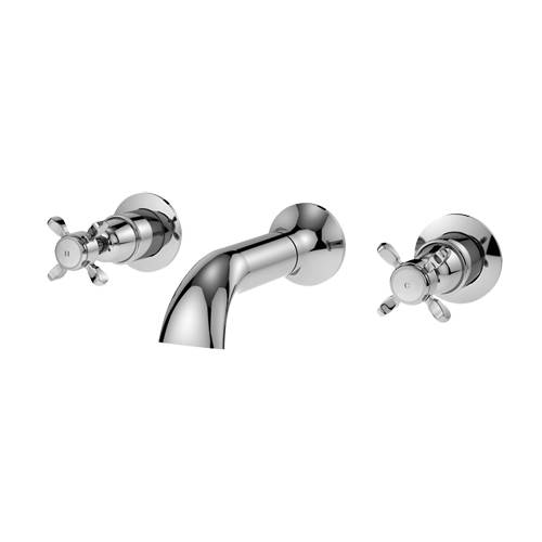 Nuie Selby 3 Hole Wall Mounted Bath Filler Tap (Chrome).