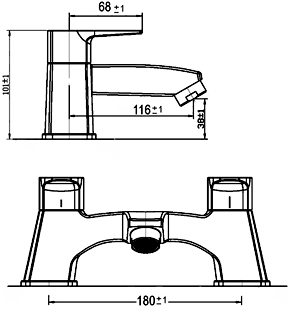 Technical image of Ultra Series 130 Basin Mixer & Bath Filler Tap Set (Chrome).