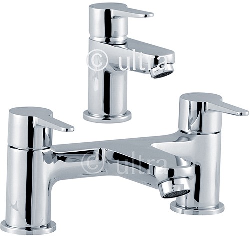 Larger image of Ultra Series 140 Basin Mixer & Bath Filler Tap Set (Chrome).