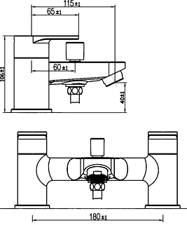 Technical image of Ultra Series 160 Basin & Bath Shower Mixer Tap Set (Free Shower Kit).