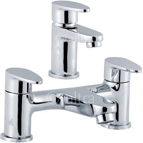 Larger image of Ultra Series 160 Basin Mixer & Bath Filler Tap Set (Chrome).