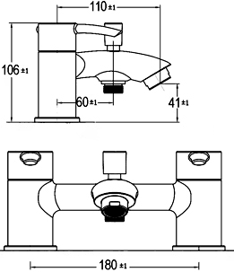 Technical image of Ultra Series 170 Basin & Bath Shower Mixer Tap Set (Free Shower Kit).