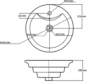 Technical image of Ultra Vanity Sets Vanity Shelf With Round Basin 600mm (Calvados Brown).