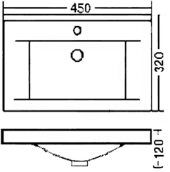 Technical image of Ultra Vanity Sets Vanity Shelf & Rectangular Basin 1200mm (Ebony Brown).