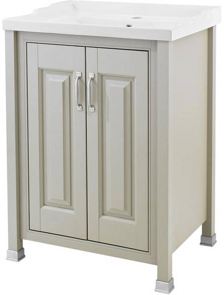 Example image of Old London Furniture 600mm Vanity & 600mm Mirror Pack (Stone Grey).