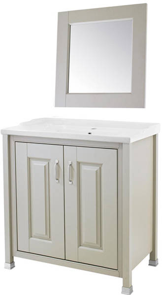 Larger image of Old London Furniture 800mm Vanity & 600mm Mirror Pack (Stone Grey).