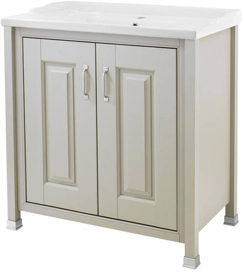 Example image of Old London Furniture 800mm Vanity & Mirror Cabinet Pack (Stone Grey).