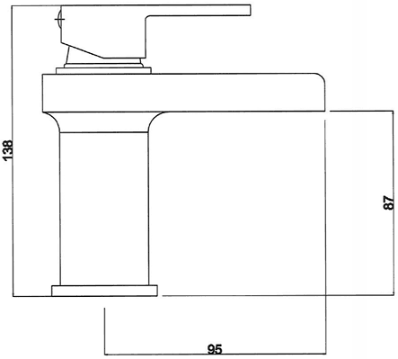 Technical image of Hudson Reed Strike Waterfall Basin & Bath Shower Mixer Tap Set.