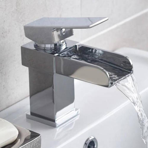 Example image of Hudson Reed Strike Waterfall Basin & Bath Filler Tap Set (Chrome).