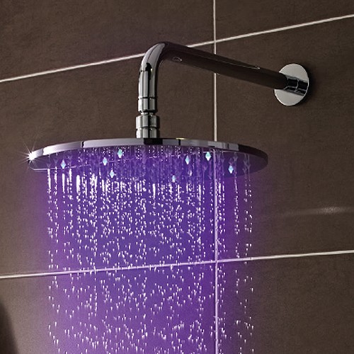 Ultra Premier Showers Led Round Shower Head (300Mm, Chrome).