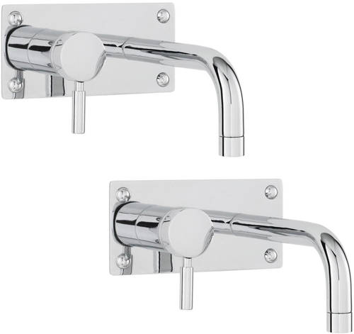 Larger image of Hudson Reed Tec Wall Mounted Bath Filler & Basin Tap Pack (Chrome).