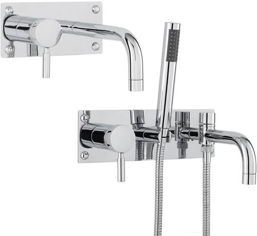 Larger image of Hudson Reed Tec Wall Mounted Basin & Bath Shower Mixer Tap Pack.