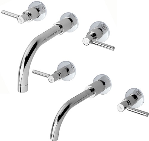 Larger image of Hudson Reed Tec Wall Mounted Basin & Bath Tap Set (Chrome).