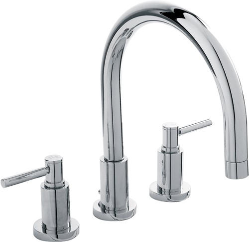 Larger image of Hudson Reed Tec 3 Tap Hole Bath Tap With Large Spout & Lever Handles.