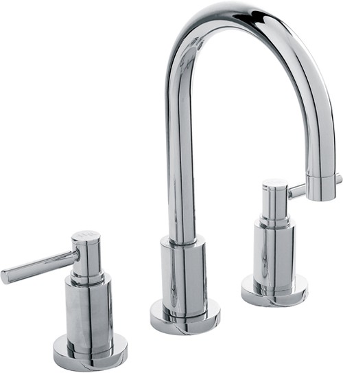 Larger image of Hudson Reed Tec 3 Tap Hole Basin Tap With Large Spout & Lever Handles.