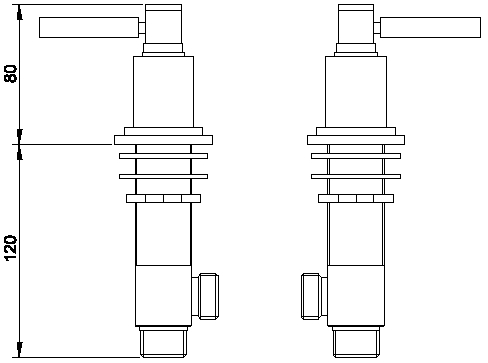 Technical image of Hudson Reed Tec Freeflow Bath Filler, Lever Handles With Pop Up Waste.