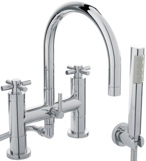 Larger image of Hudson Reed Tec Bath Shower Mixer Tap, Large Spout & Cross Handles.