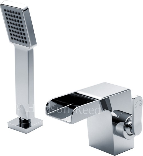 Larger image of Hudson Reed Tide 2 Hole Waterfall Bath Shower Mixer Tap (Free Shower Kit).