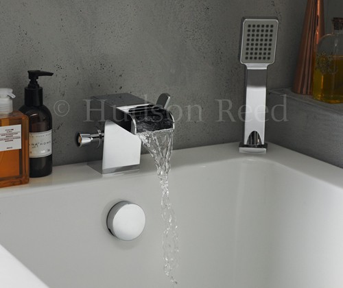 Example image of Hudson Reed Tide 2 Hole Waterfall Bath Shower Mixer Tap (Free Shower Kit).