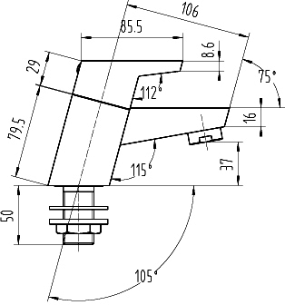 Technical image of Ultra Tilt Bath Filler Tap (Chrome).