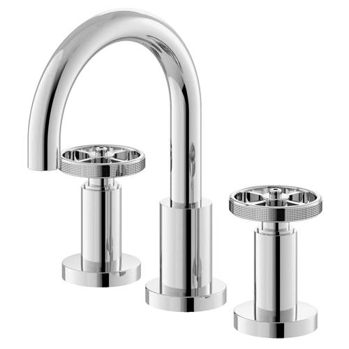 Hudson Reed Hr Revolution 3 Hole Basin Mixer Tap With Industrial Handles (Chrome).
