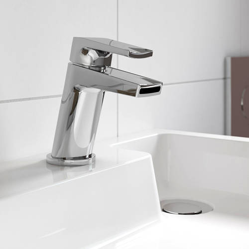 Example image of Nuie Mona Waterfall Basin Mixer Tap With Push Button Waste (Chrome).