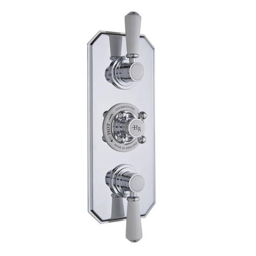 Hudson Reed Men's White Topaz Thermostatic Shower Valve With Handles (3 Way). Size 3
