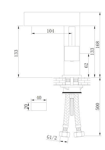 Technical image of Hudson Reed Vesper Mono Basin Mixer Tap (Chrome).