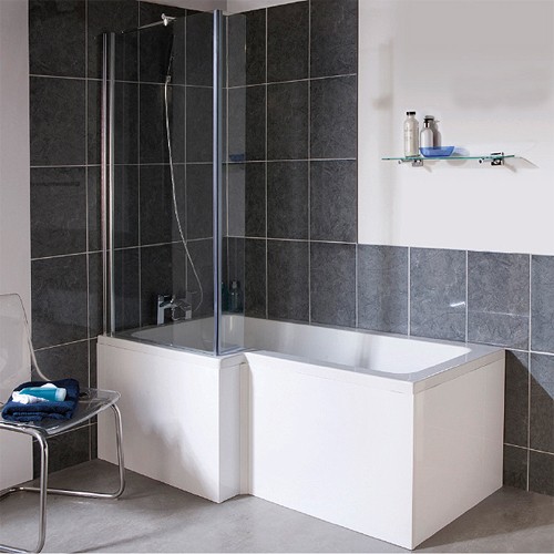 Larger image of Ultra Baths Shower Bath With Panel & Screen. (Left Handed) 850x1700mm.