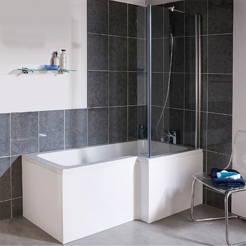 Larger image of Ultra Baths Shower Bath With Panel & Screen. (Right Handed) 850x1500mm.
