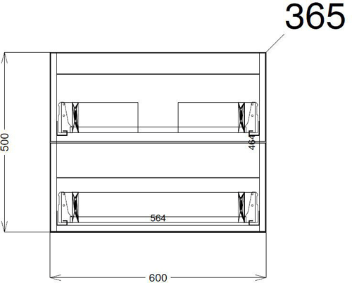 Technical image of HR Urban 600mm Wall Vanity With 600mm WC Unit & Basin 2 (Cashmere).