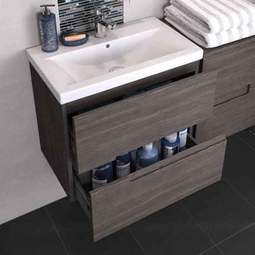 Example image of HR Urban 800mm Wall Vanity With 600mm WC Unit & Basin 1 (Grey Avola).