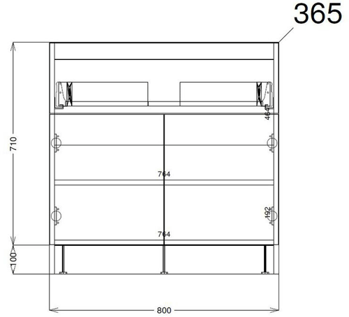 Technical image of HR Urban 800mm Vanity With 600mm WC Unit & Basin 1 (Cashmere).