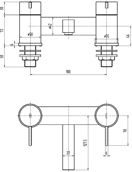 Technical image of Ultra Venture Bath Filler Tap (Chrome).