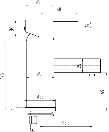 Technical image of Ultra Venture Basin Tap With Push Button Waste (Chrome).