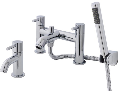 Larger image of Ultra Verity Basin & Bath Shower Mixer Tap Set With Shower Kit  (Chrome).