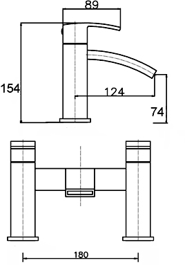 Technical image of Ultra Vibe Waterfall Bath Filler Tap (Chrome).