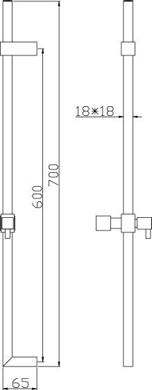 Technical image of Ultra Vibe Vibe Thermostatic Shower Valve With Head, Slide Rail & Jets.