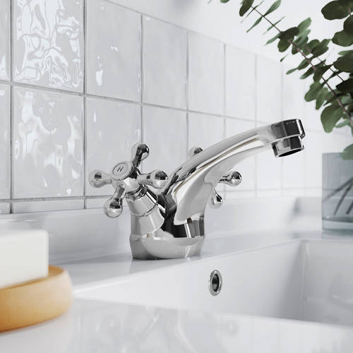 Example image of Nuie Viscount Mono Basin Mixer & Bath Taps Pack (Chrome).