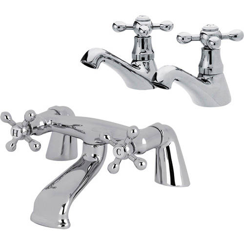 Larger image of Nuie Viscount Basin & Bath Filler Taps Pack (Chrome).