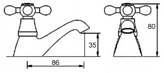 Technical image of Nuie Viscount Basin & Bath Filler Taps Pack (Chrome).