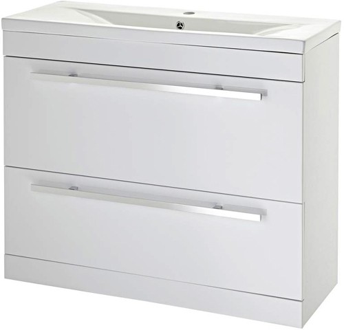 Larger image of Premier Eden Vanity Unit With Door & Drawer & Basin (White). 1000x800.