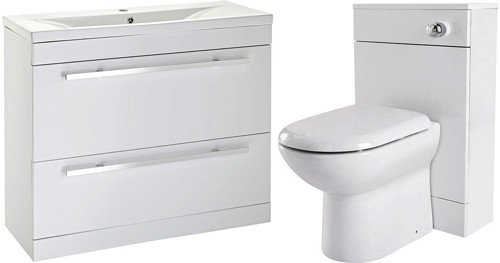 Larger image of Premier Eden 1000mm Vanity Unit Suite With BTW Unit, Pan & Seat (White).