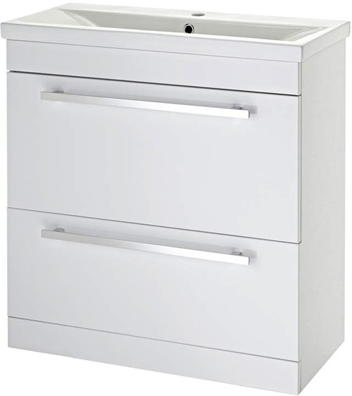 Larger image of Premier Eden Vanity Unit With Door & Drawer & Basin (White). 800x800mm.