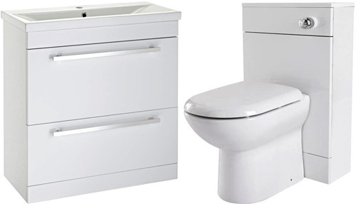 Larger image of Premier Eden 800mm Vanity Unit Suite With BTW Unit, Pan & Seat (White).
